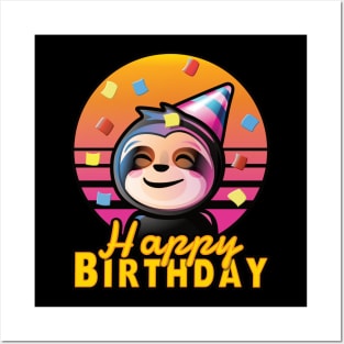 Happy Birthday Cute Sloth Party Animal Celebration Posters and Art